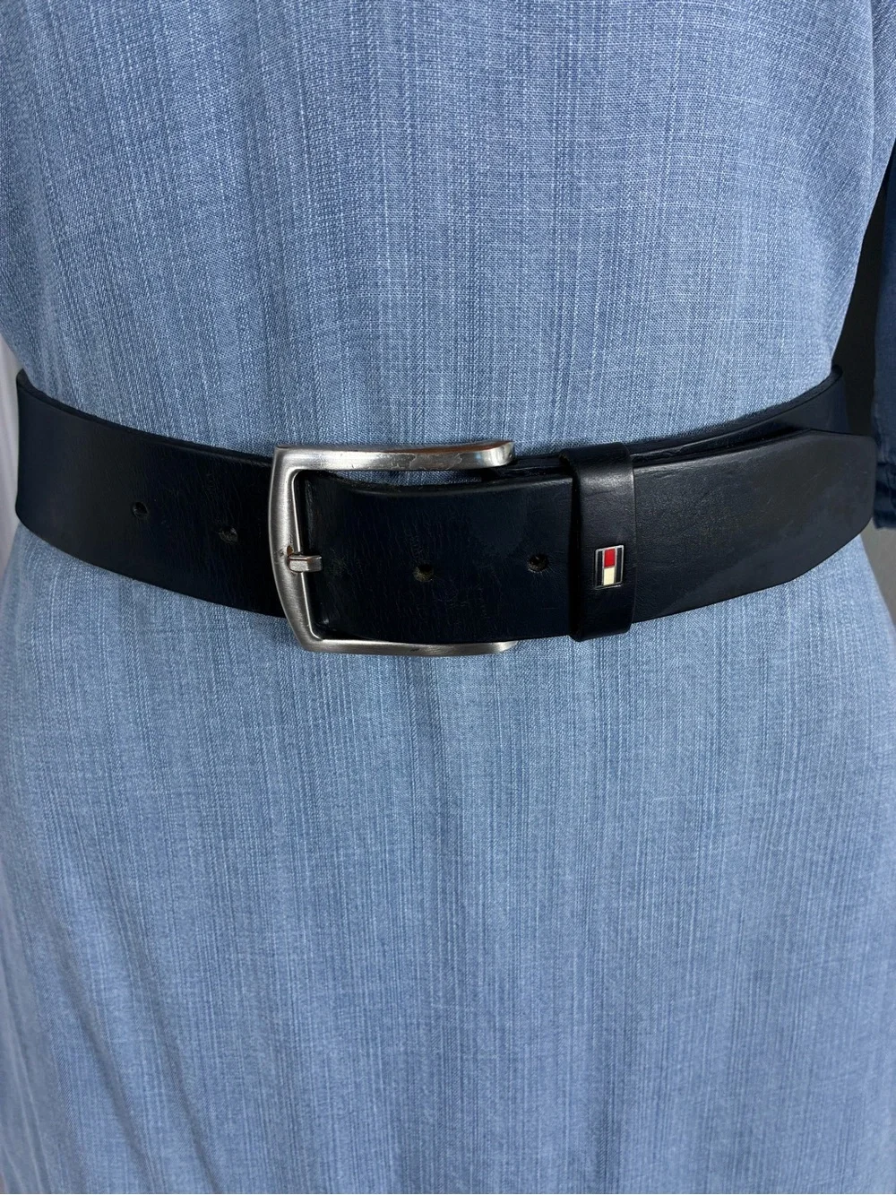 Tommy Hilfiger Men’s Belt Sz 34 Blue Genuine Leather Belt Logo
